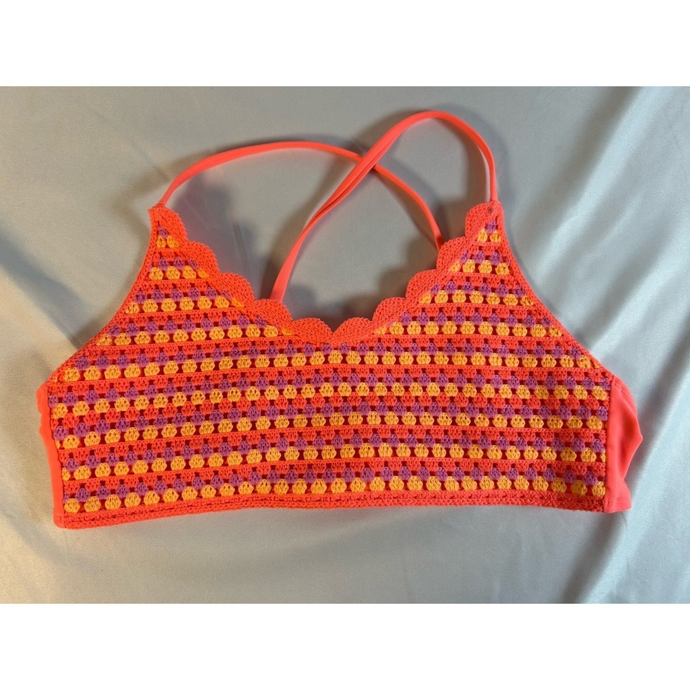 Art Class Bikini Top Girls XL 14 Coral Crochet Boho Beach Festival Fairy Coastal